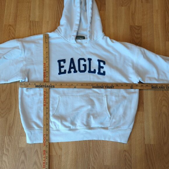 American Eagle Hoodie Sweatshirt Mens Small Blue Cream Spell Out Logo VTG Y2K - Picture 4 of 9
